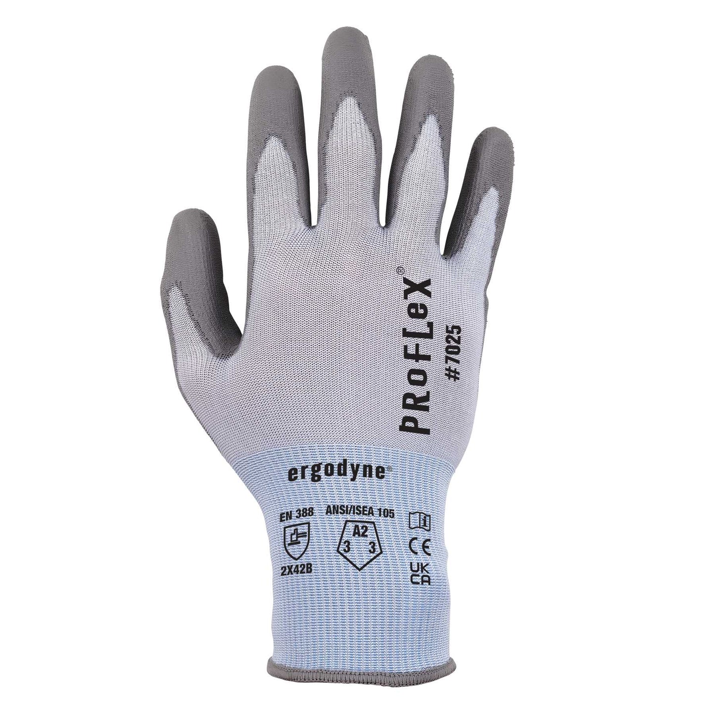 Ergodyne 10422 ProFlex 7025 PU Coated Cut-Resistant Gloves - ANSI A2, EN388: 2X42B, 18g