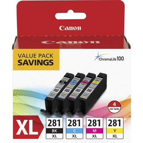 Canon CNMCLI281XBKCMY CLI-281XL Original Inkjet Ink Cartridge - Value Pack - Multicolor - 4 / Pack