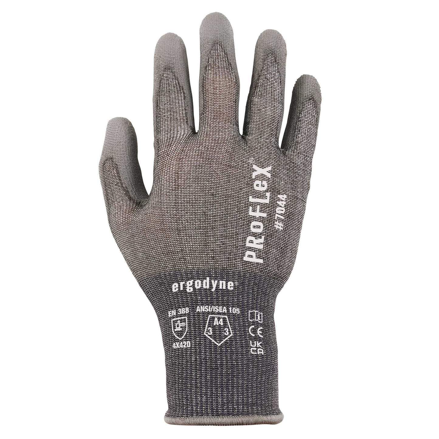 Ergodyne 10482 ProFlex 7044 PU Coated Cut-Resistant Gloves - ANSI A4, EN 388: 4X42D, 18g