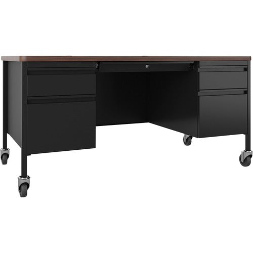 Lorell LLR66945 Fortress Series Mobile Double-Pedestal Teachers Desk