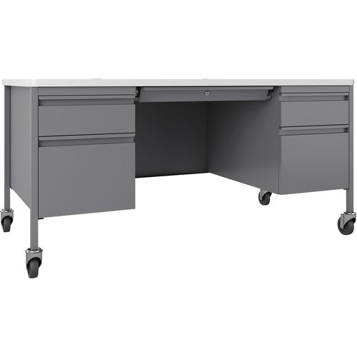 Lorell LLR66946 Fortress Series Mobile Double-Pedestal Teachers Desk