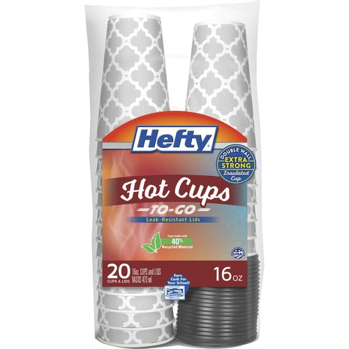 Hefty RFPC20016 16 oz Hot Cups & Lids To-Go