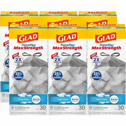 Glad CLO78913CT ForceFlex MaxStrength X-Large Kitchen Drawstring Trash Bags