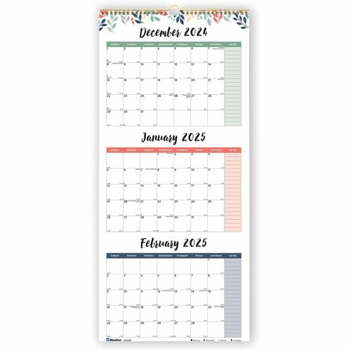Blueline REDC171129 3-Month Colorful Wall Calendar