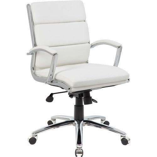 Boss BOPB9476WT CaressoftPlus Executive Mid-Back Chair
