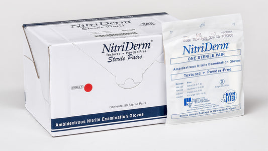 Innovative Healthcare 106100 Nitriderm Nitrile Sterile Exam Gloves – Pairs - S, 50 Pr/Bx, 4 Bx/Cs