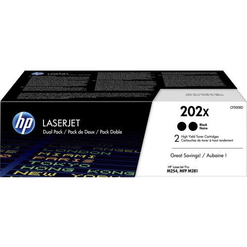 HP HEWCF500XD 202X (CF500XD) Original High Yield Laser Toner Cartridge - Multi-pack - Black - 2 / Carton