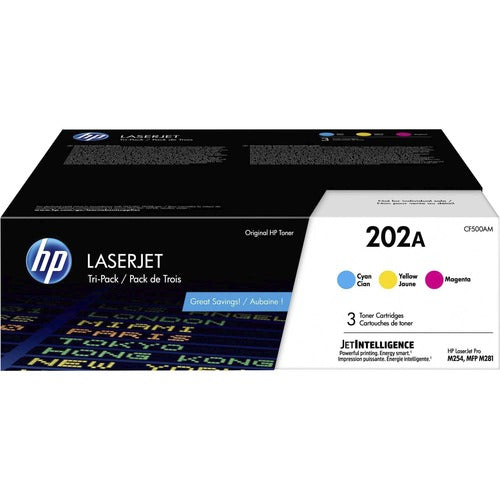 HP HEWCF500AM 202A (CF500AM) Original Laser Toner Cartridge - Cyan, Magenta, Yellow - 3 / Carton