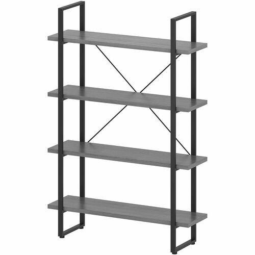 Lorell LLR97620 SOHO Rustic Metal Frame Bookcase