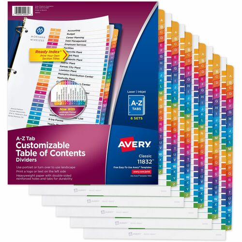 Avery® AVE11832 Avery® A-Z Customizable Multicolor TOC Dividers