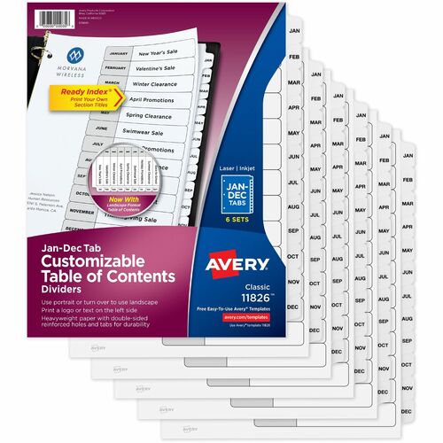 Avery® AVE11826 Avery® Monthly Tab Table of Contents Dividers