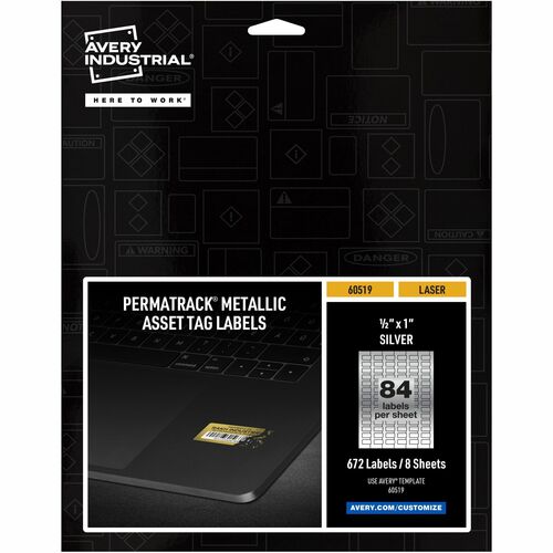 Avery® AVE60519 Avery® PermaTrack Metallic Asset Tag Labels, 1/2" x 1" , 672 Asset Tags