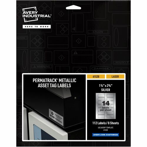 Avery® AVE61528 Avery® PermaTrack Metallic Asset Tag Labels, 1-1/4" x 2-3/4" , 112 Asset Tags
