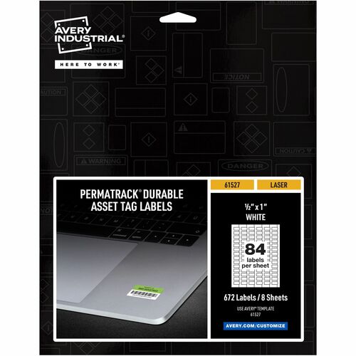 Avery® AVE61527 Avery® PermaTrack Durable White Asset Tag Labels, 1/2" x 1" , 672 Asset Tags