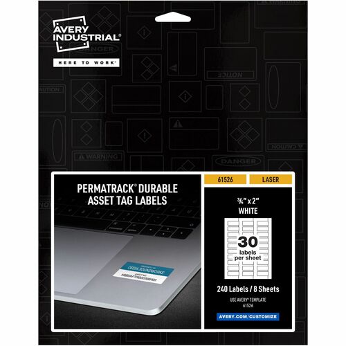 Avery® AVE61526 Avery® PermaTrack Durable White Asset Tag Labels, 3/4" x 2" , 240 Asset Tags