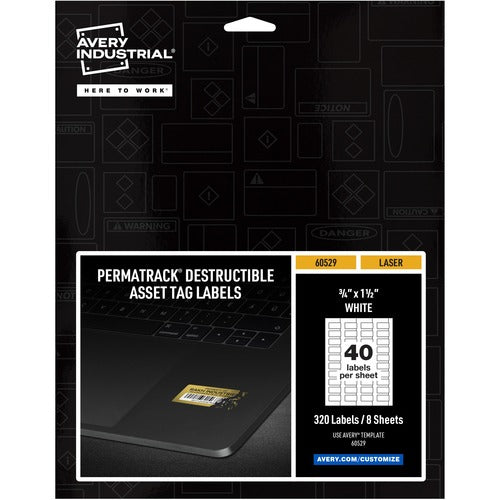 Avery® AVE60529 Avery® PermaTrack Destructible Asset Tag Labels, 3/4" x 1-1/2" , 320 Asset Tags