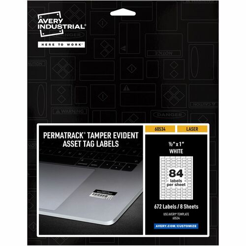 Avery® AVE60534 Avery® PermaTrack Tamper-Evident Asset Tag Labels, 1/2" x 1" , 672 Asset Tags