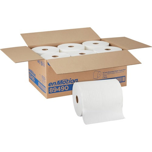 enMotion GPC89490 Paper Towel Rolls, 10" x 800', 40% Recycled, White, Pack Of 6 Rolls