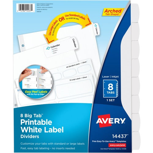 Avery® AVE14437 Avery® Big Tab Printable White Label Dividers