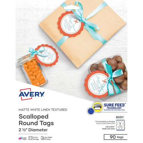 Avery® AVE80511 Avery® Textured Round Scallop Tags