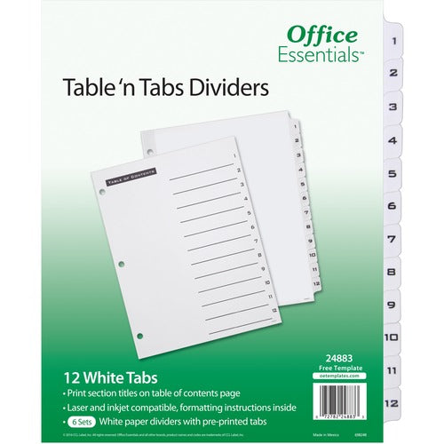 Avery® AVE24883 Avery® Table 'n Tabs White Tab Numbered Dividers