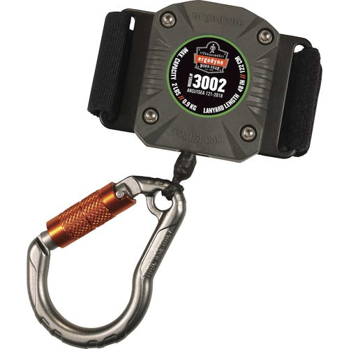 Ergodyne EGO19302 3002 Standard Gray Retractable Tool Lanyard - Belt Clip + Carabiner