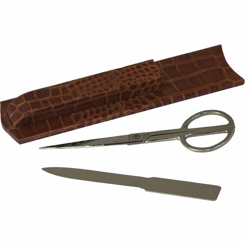 Protacini DACA6119 Cognac Brown Italian Patent Leather Library Set