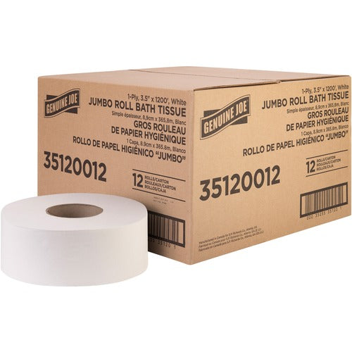 Genuine Joe GJO35120012 1-ply Jumbo Roll Bath Tissue