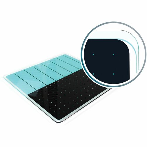 Floortex FLRFCVGM1414TP Cleartex Glacier Teal & Black Plan & Grid Glass Dry-Erase Board - 14" x 14"