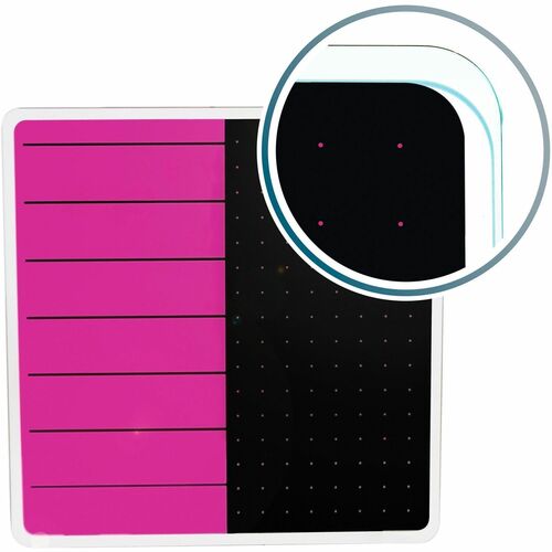 Floortex FLRFCVGM1414VP Viztex® Glacier Violet & Black Plan & Grid Glass Dry-Erase Board - 14" x 14"