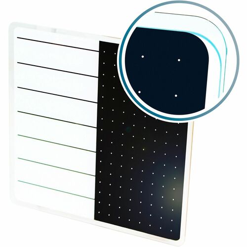 Floortex FLRFCVGM1414WP Viztex® Glacier White & Black Plan & Grid Glass Dry-Erase Board - 14" x 14"