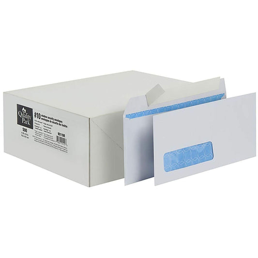 Quality Park QUA90119R No. 10 Single Window Security Tint Treated Business Envelopes