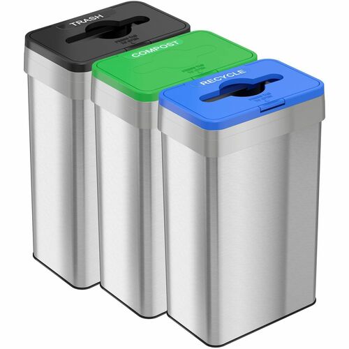 HLS Commercial HLCHLS21UOTTRIO 21-Gallon Trash/Recycle/Compost Can Set