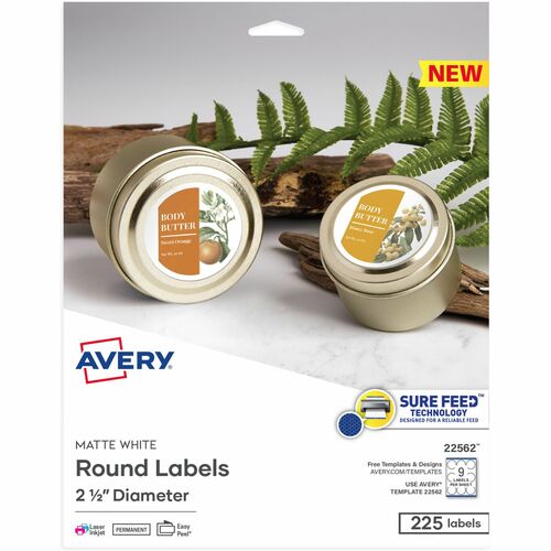 Avery® AVE22562 Avery® Matte White Sure Feed Labels