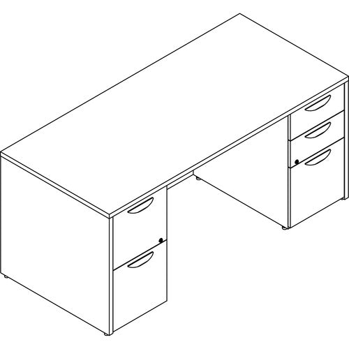 Lorell LLRPD3066DPGE Prominence 2.0 Double-Pedestal Desk