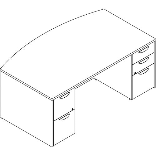 Lorell LLRPD4272DPGE Prominence 2.0 Bowfront Double-Pedestal Desk