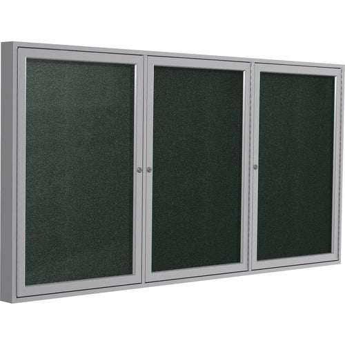 Ghent GHEPA34896VX183 3 Door Enclosed Vinyl Bulletin Board with Satin Frame