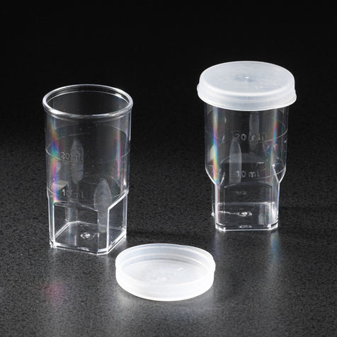 Globe Scientific 107047 Blood Cell Counting Vial with Attached Snap Cap Graduated to 20mL 250/Bag 4 Bags/Unit