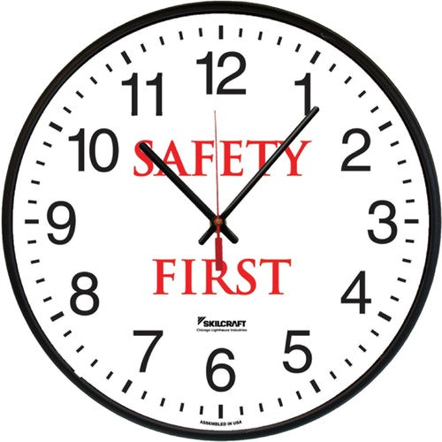 SKILCRAFT® NSN6986556 Safety First Message Wall Clock