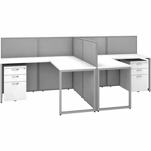 Bush Business Furniture BSHEOD560SWH03K Easy Office 60W 2 Person L Shaped Cubicle Desk with Drawers and 45H Panels
