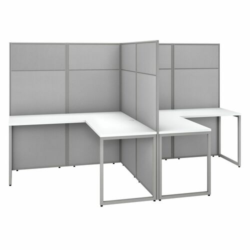 Bush Business Furniture BSHEODH560WH03K Easy Office 60W 2 Person L Shaped Cubicle Desk Workstation with 66H Panels