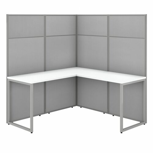Bush Business Furniture BSHEODH360WH03K Easy Office 60W L Shaped Cubicle Desk Workstation with 66H Panels
