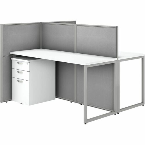 Bush Business Furniture BSHEOD460SWH03K Easy Office 60W 2 Person Cubicle Desk with File Cabinets and 45H Panels