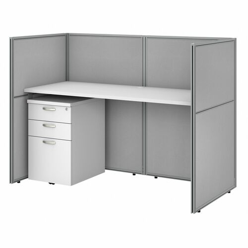 Bush Business Furniture BSHEOD260SWH03K Easy Office 60W Cubicle Desk with File Cabinet and 45H Closed Panels Workstation