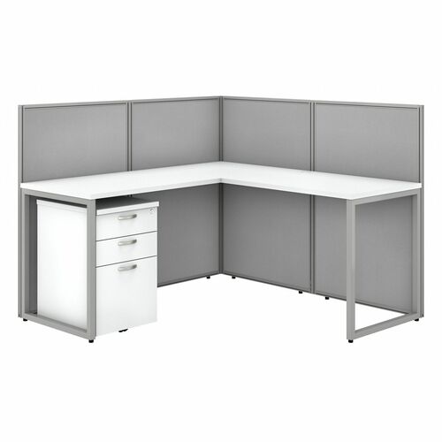 Bush Business Furniture BSHEOD360SWH03K Easy Office 60W L Shaped Cubicle Desk with File Cabinet and 45H Panels