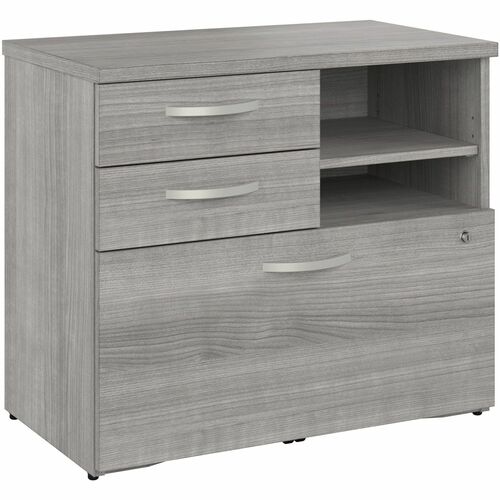 Bush Business Furniture BSHHYF130PGSUZ Hybrid Office Storage Cabinet with Drawers and Shelves