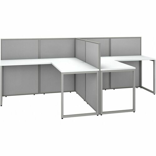 Bush Business Furniture BSHEOD560WH03K Easy Office 60W 2 Person L Shaped Cubicle Desk Workstation with 45H Panels