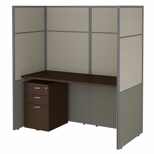 Bush Business Furniture BSHEODH26SMR03K Easy Office 60W Cubicle Desk with File Cabinet and 66H Closed Panels Workstation