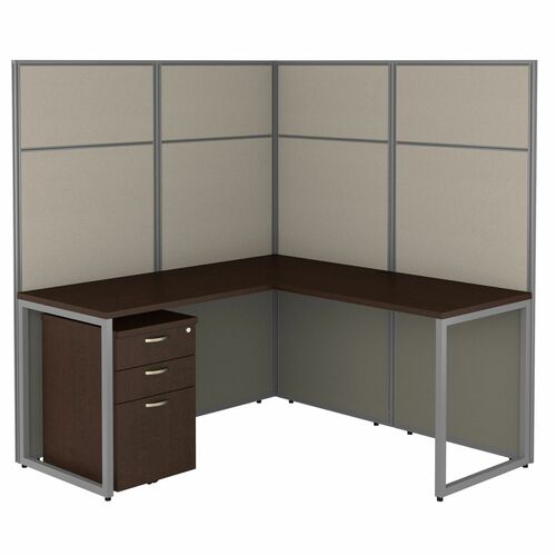 Bush Business Furniture BSHEODH36SMR03K Easy Office 60W L Shaped Cubicle Desk with File Cabinet and 66H Panels