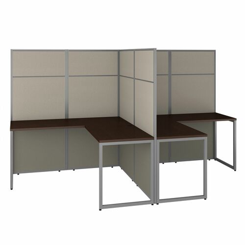 Bush Business Furniture BSHEODH560MR03K Easy Office 60W 2 Person L Shaped Cubicle Desk Workstation with 66H Panels